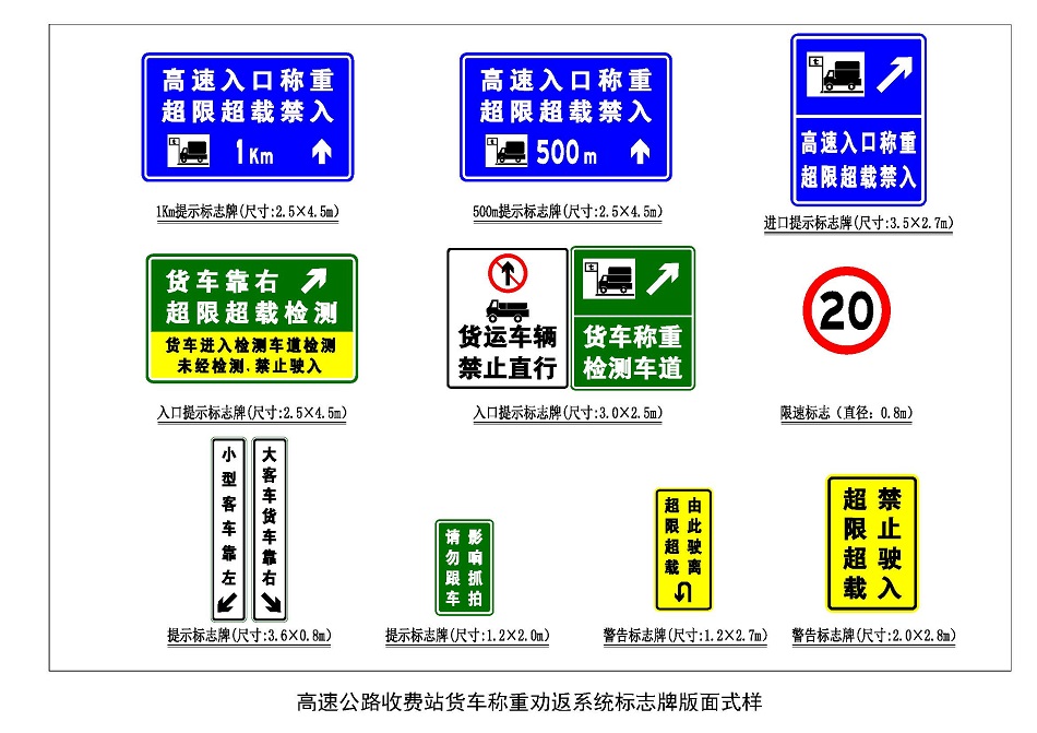 高速公路入口称重检测设施(设备)推荐布设方式,详细的介绍了标志标牌